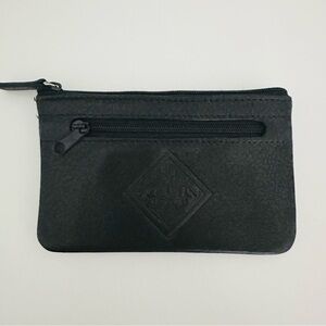 Black Leather Zipper ID Holder